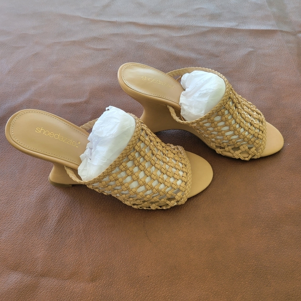 Gold Woven Slide Sandals - Picture 3 of 9